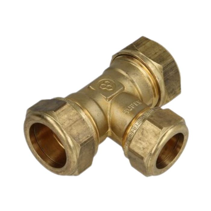 OEG 802016314 - Brass compression fitting reducing tee (22 x 15 x 22 mm)